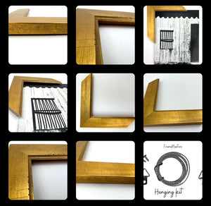Gold Flat Distressed Frame - 5x7 8x10 9x12 11x14 12x12 12x16 14x18 16x20 20x24